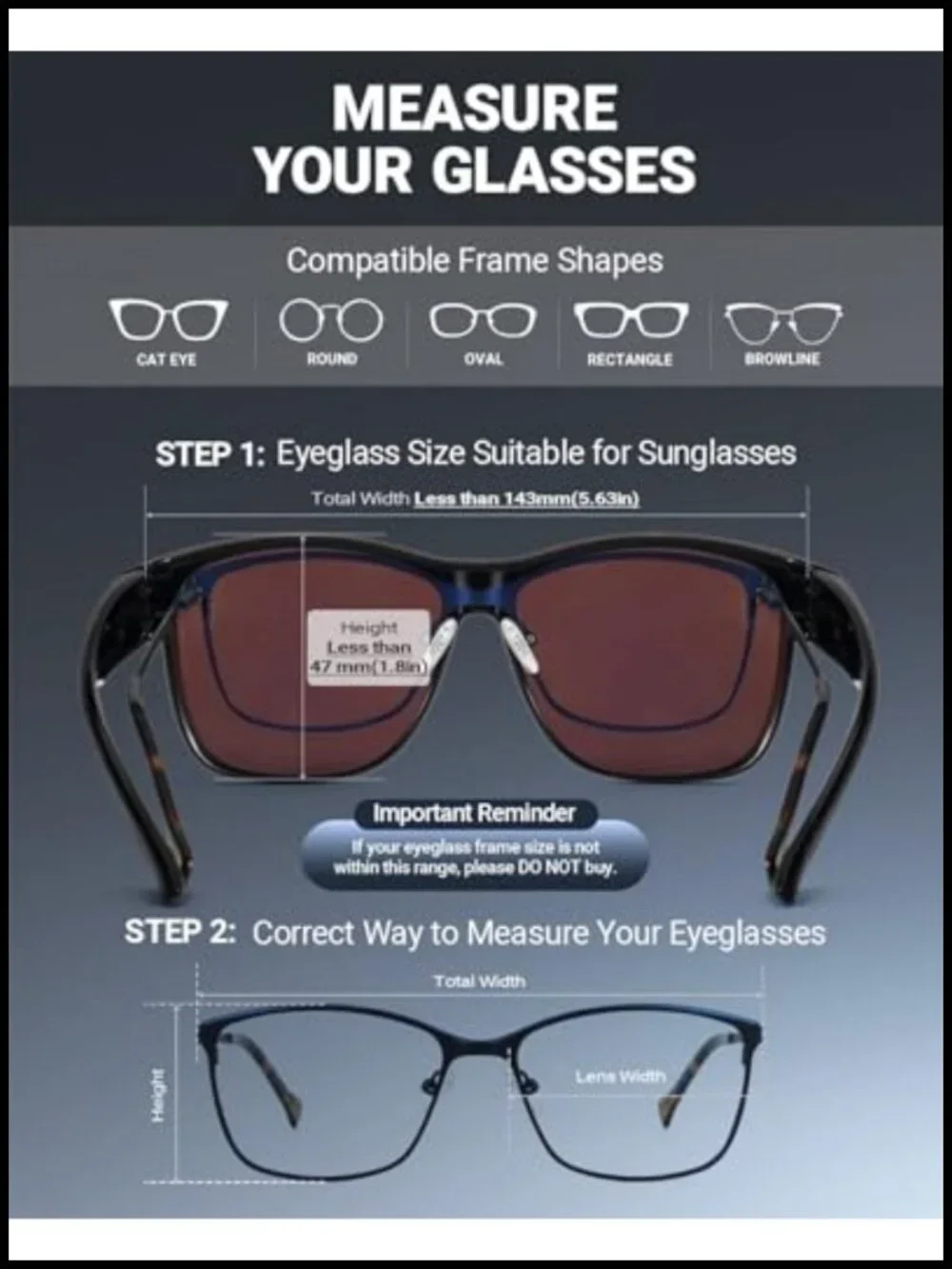 Large Square Fit Over Glasses Sunglasses UV400 Polarized TR90 Frame